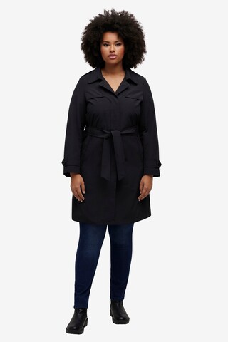 Ulla Popken Between-Seasons Coat in Black: front