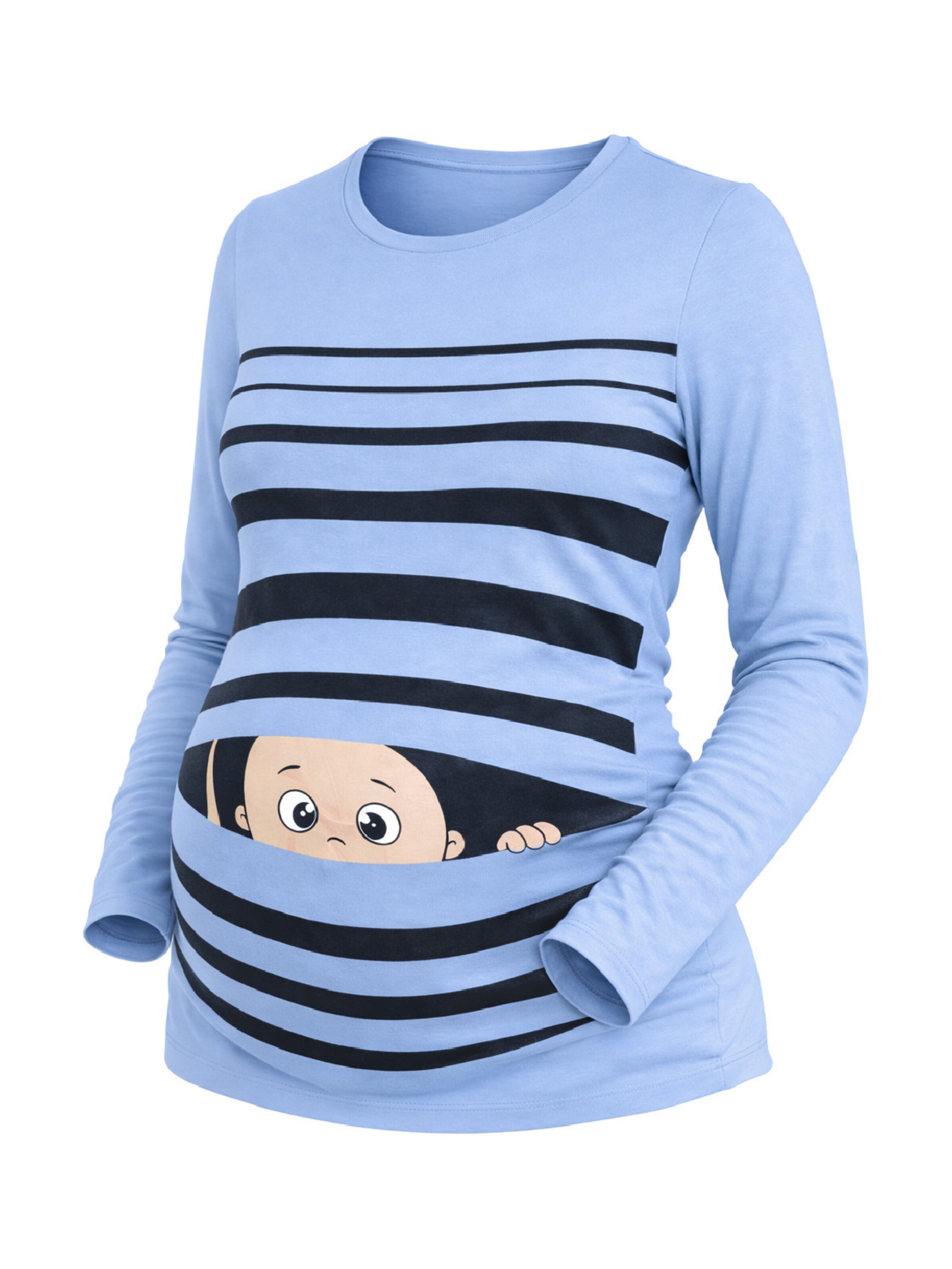 M.M.C. Shirt 'Guck Guck Umstandslangarmshirt' in Blue: front