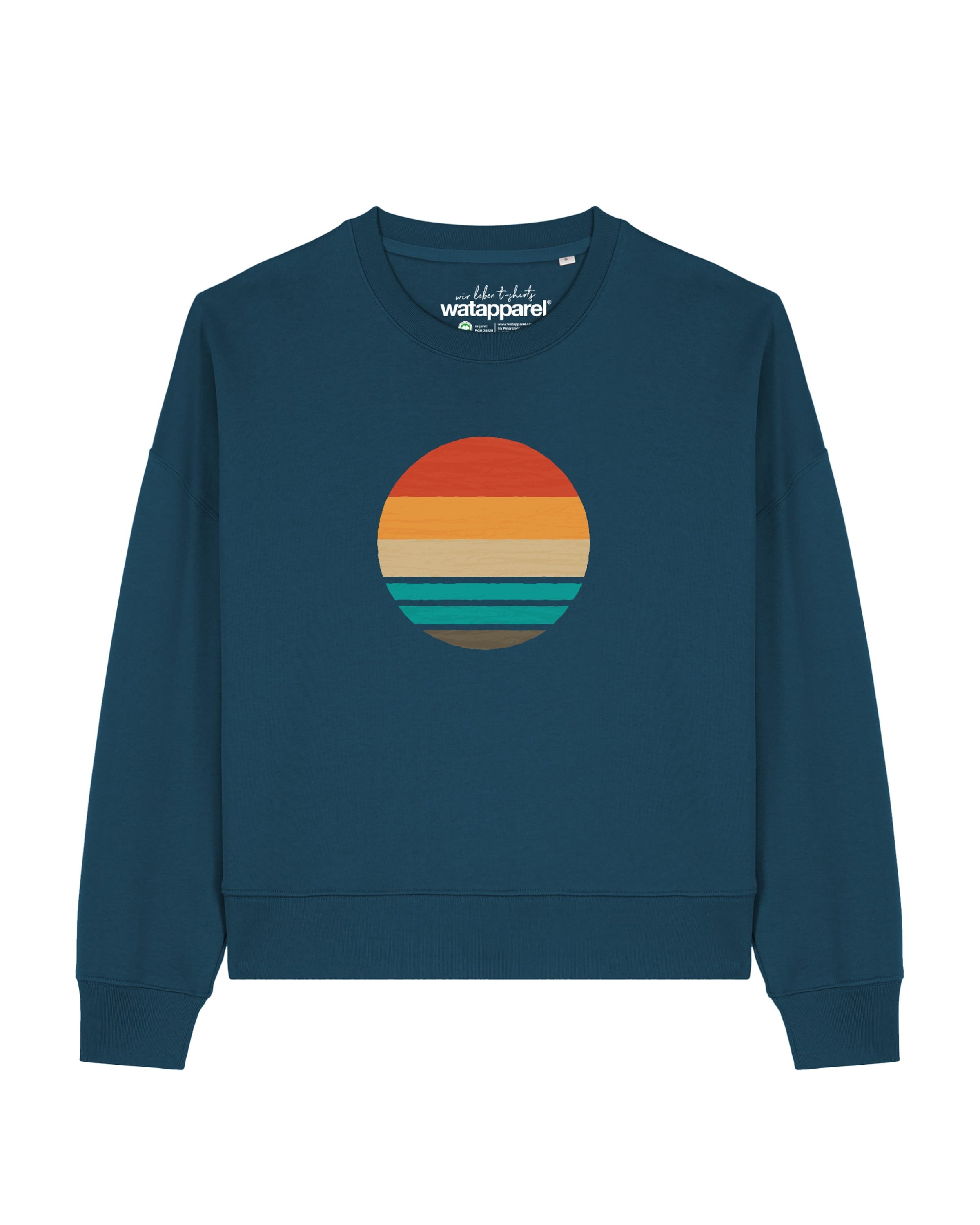 Watapparel Sweatshirt 'Retro Sunset Ocean ' in Blau: Vorderseite