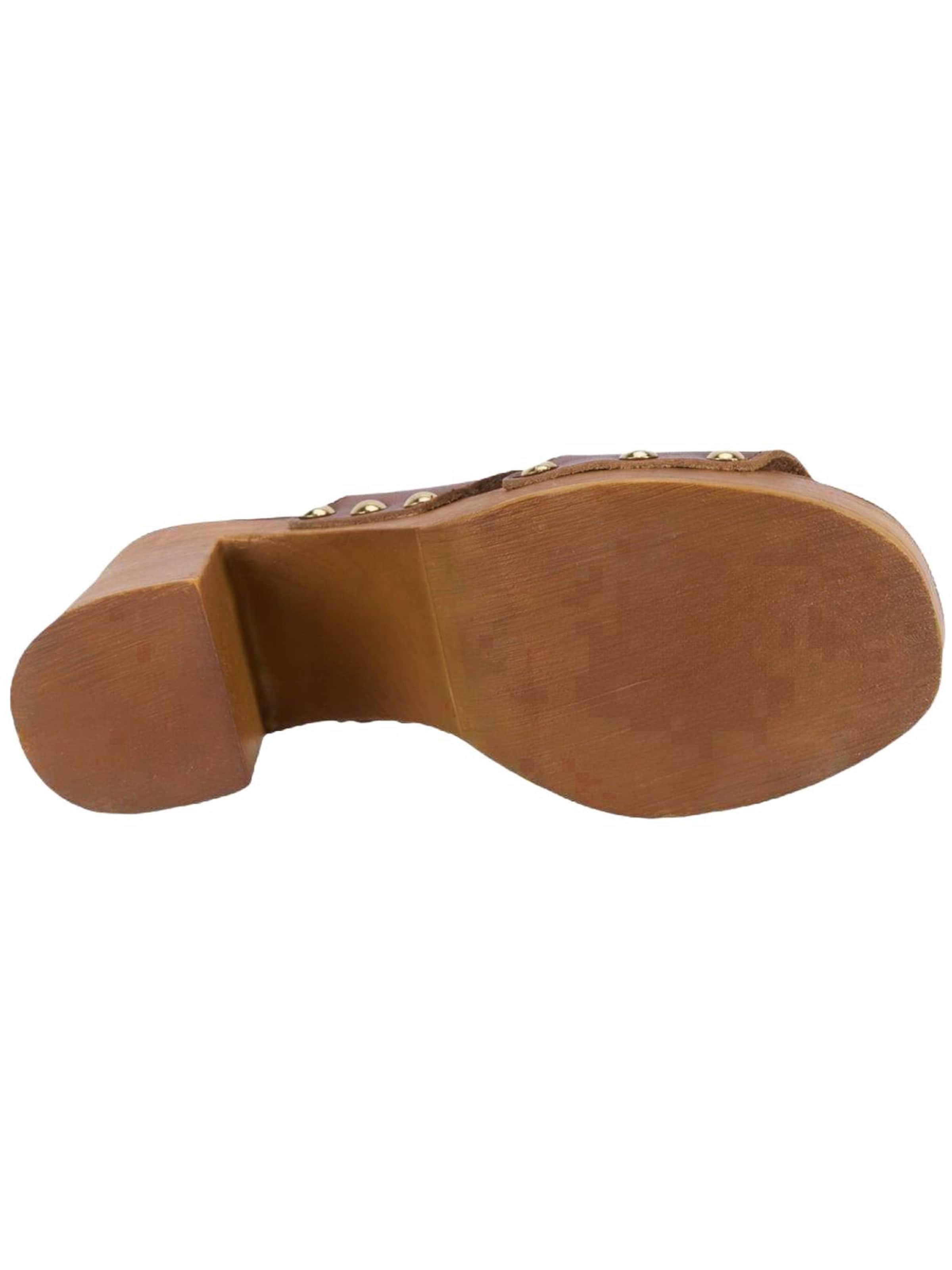 Desa - Zapatillas de casa 'DESA Damen-Plateausandalen aus Leder mit Nietendetail' en marrón