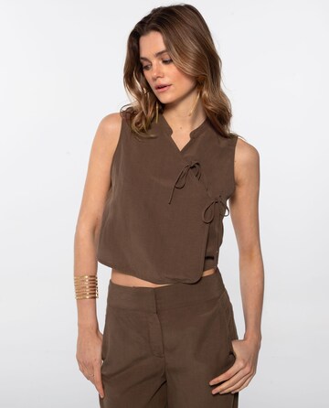 THE-ARE Wide leg Broek in Bruin