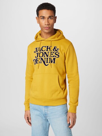 JACK & JONES Sweatshirt 'Rack' in Geel: voorkant
