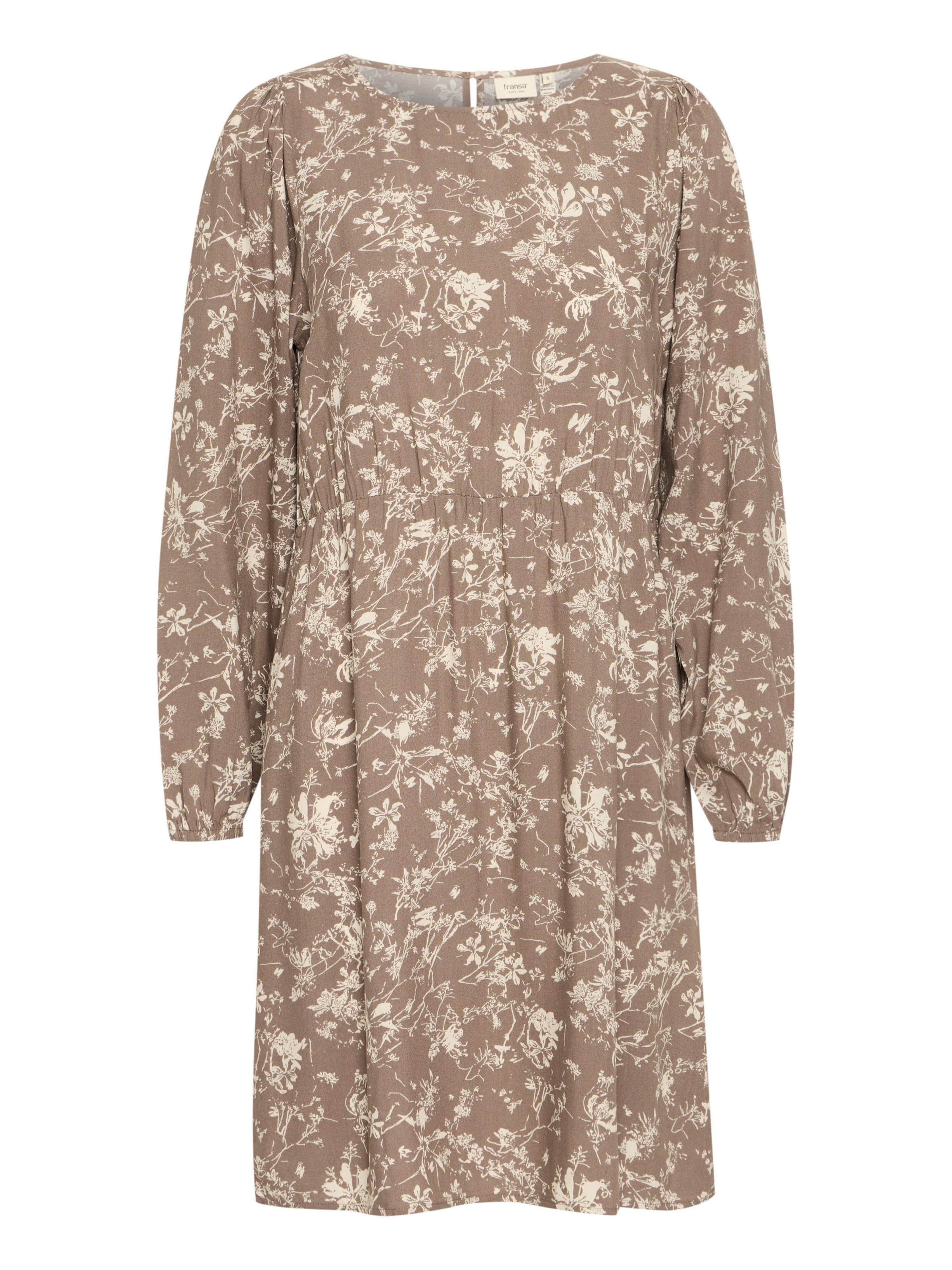 Fransa Jurk 'Flowy' in Bruin: voorkant