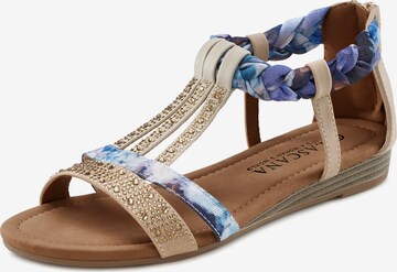 LASCANA Sandalen met riem in Beige: voorkant