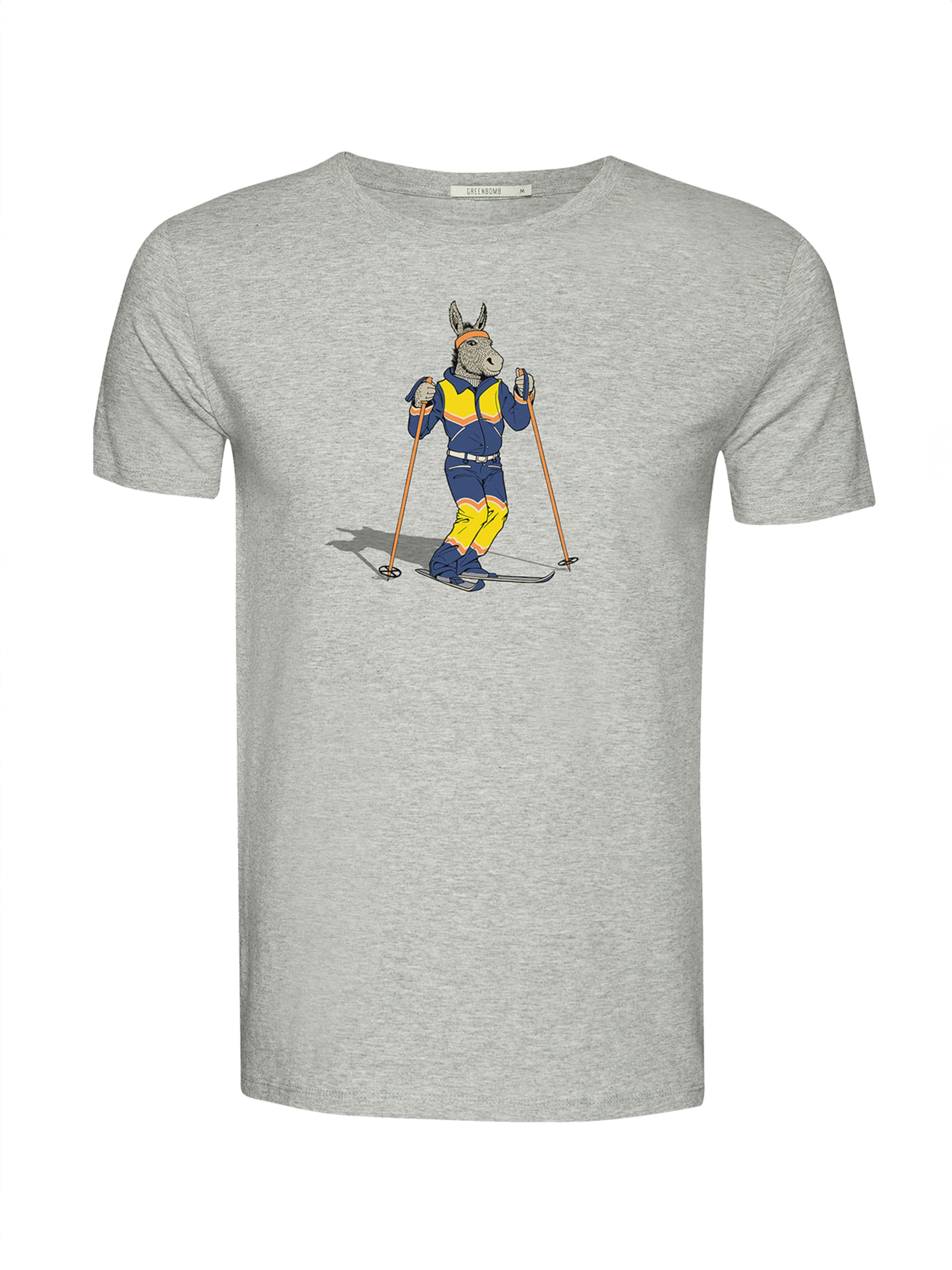 GREENBOMB Shirt 'Animal Donkey Ski' in Grijs: voorkant