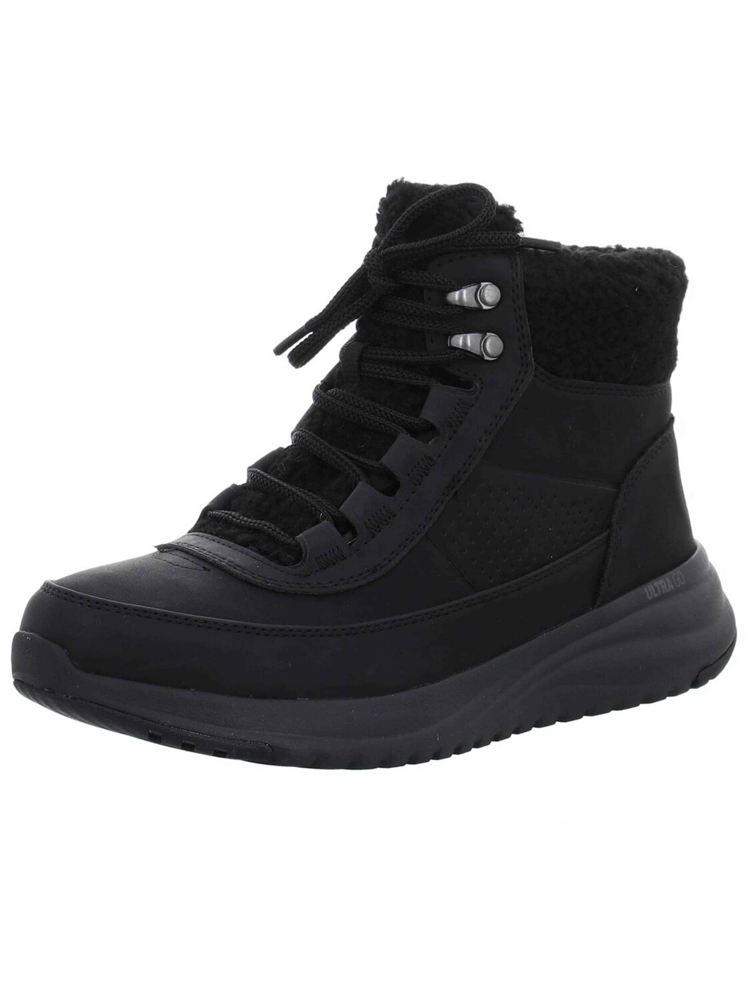 Stivale stringato 'Schnürstiefelette Damen 144756 BBK Kunststoff (Synthetik) in schwarz' di SKECHERS in nero: frontale