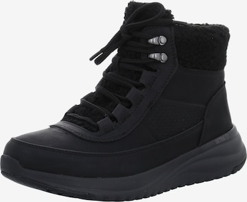 SKECHERS Veterlaarzen 'Schnürstiefelette Damen 144756 BBK Kunststoff (Synthetik) in schwarz' in Zwart: voorkant