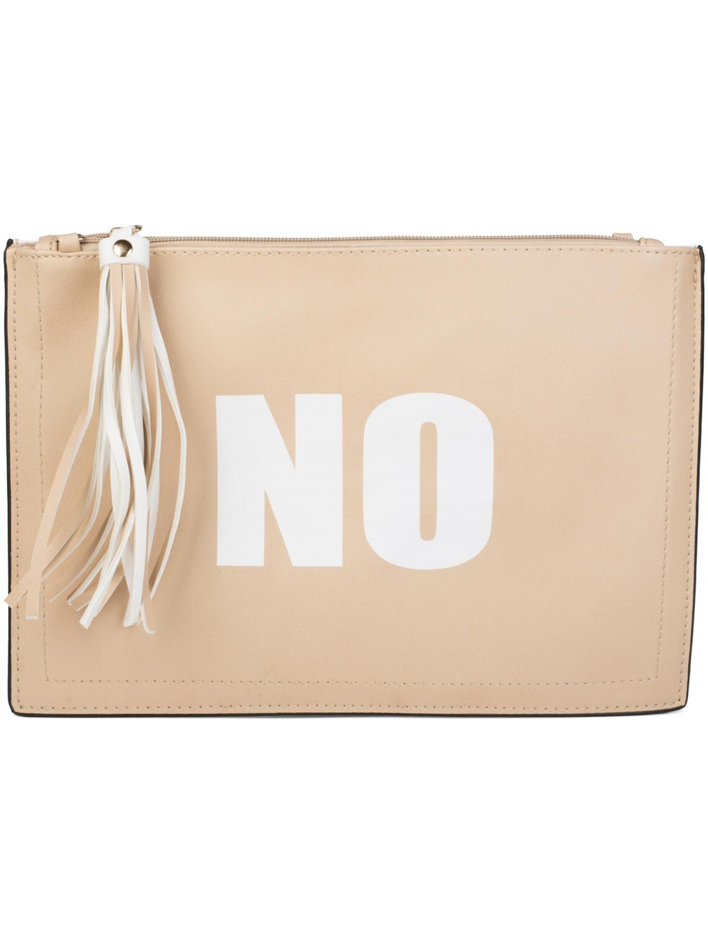 styleBREAKER Clutch 'Clutch mit YES und NO Print'‌‌‌‌‌‌‌ in Beige