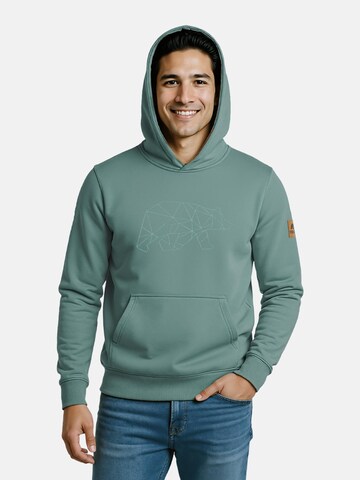FORSBERG Sweatshirt 'Hoodie mit gesticktem Polygonbär' in Green