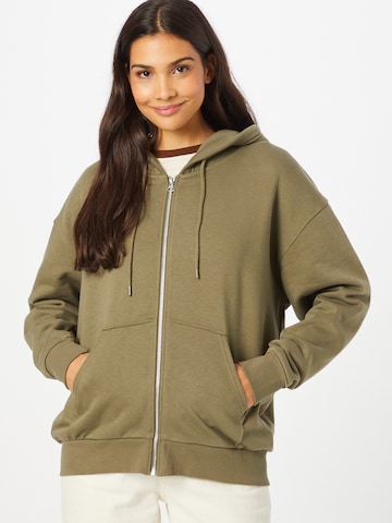 WEEKDAY Zip-Up Hoodie 'Alisa' in Green: front