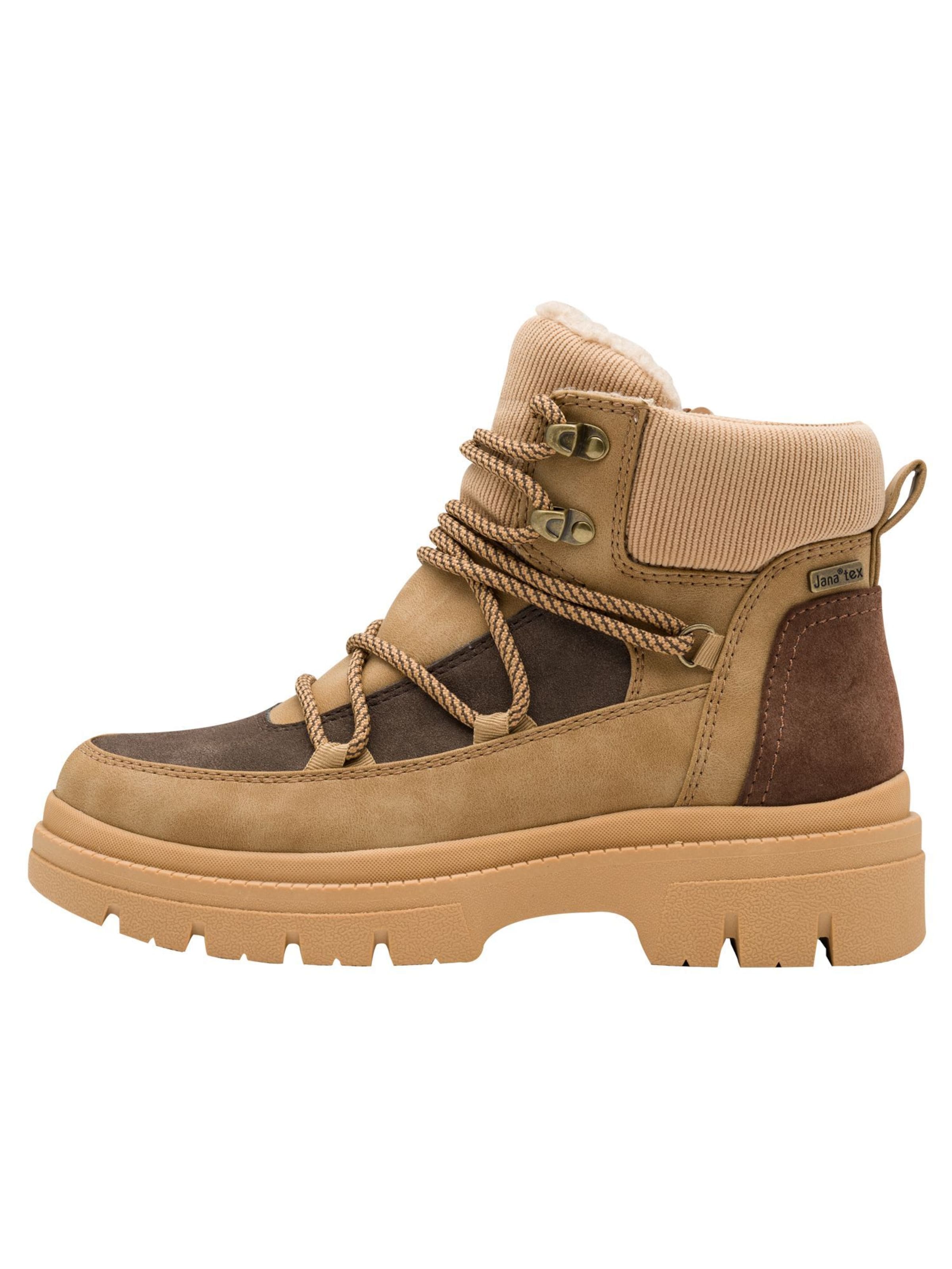 JANA Ниски ботуши с връзки в кафяво