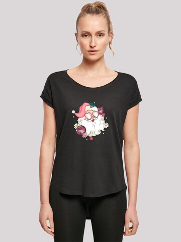 T-shirt 'Pink Retro Disco Santa Christmas Bling' F4NT4STIC en noir : devant
