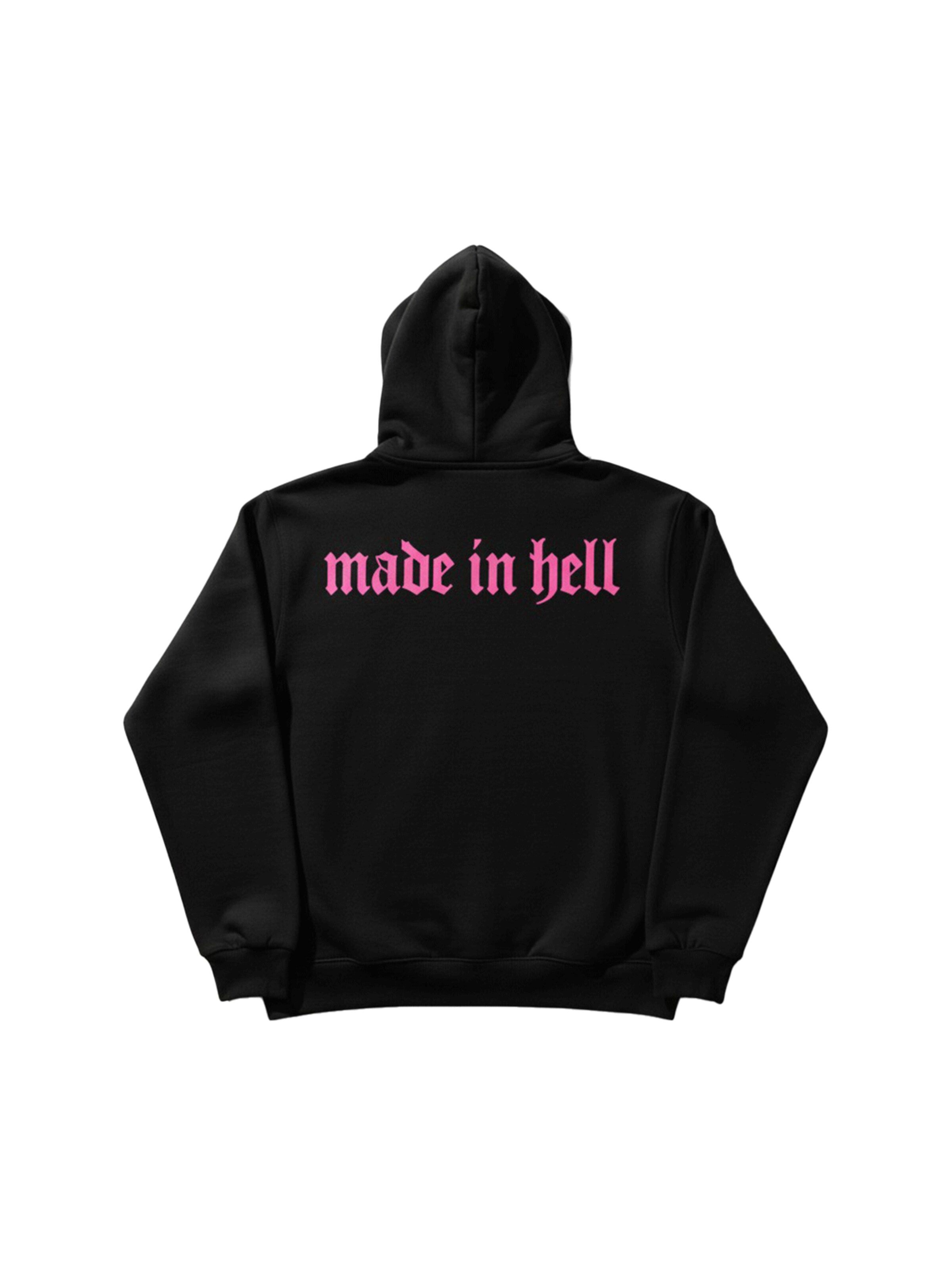 Kleidermafia Sweatshirt 'Oversize Made in Hell Hoodie - Black and Lila' in Black, Item view