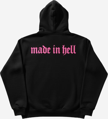 Sweat-shirt 'Oversize Made in Hell Hoodie - Black and Lila' Kleidermafia en noir : devant