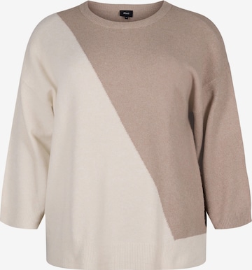 Pull-over 'SUNNY' Zizzi en beige : devant