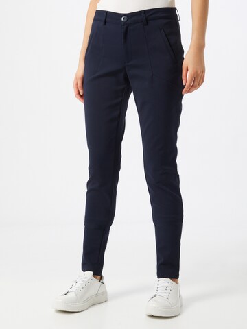 Coupe slim Pantalon 'Vera' Kaffe en bleu : devant