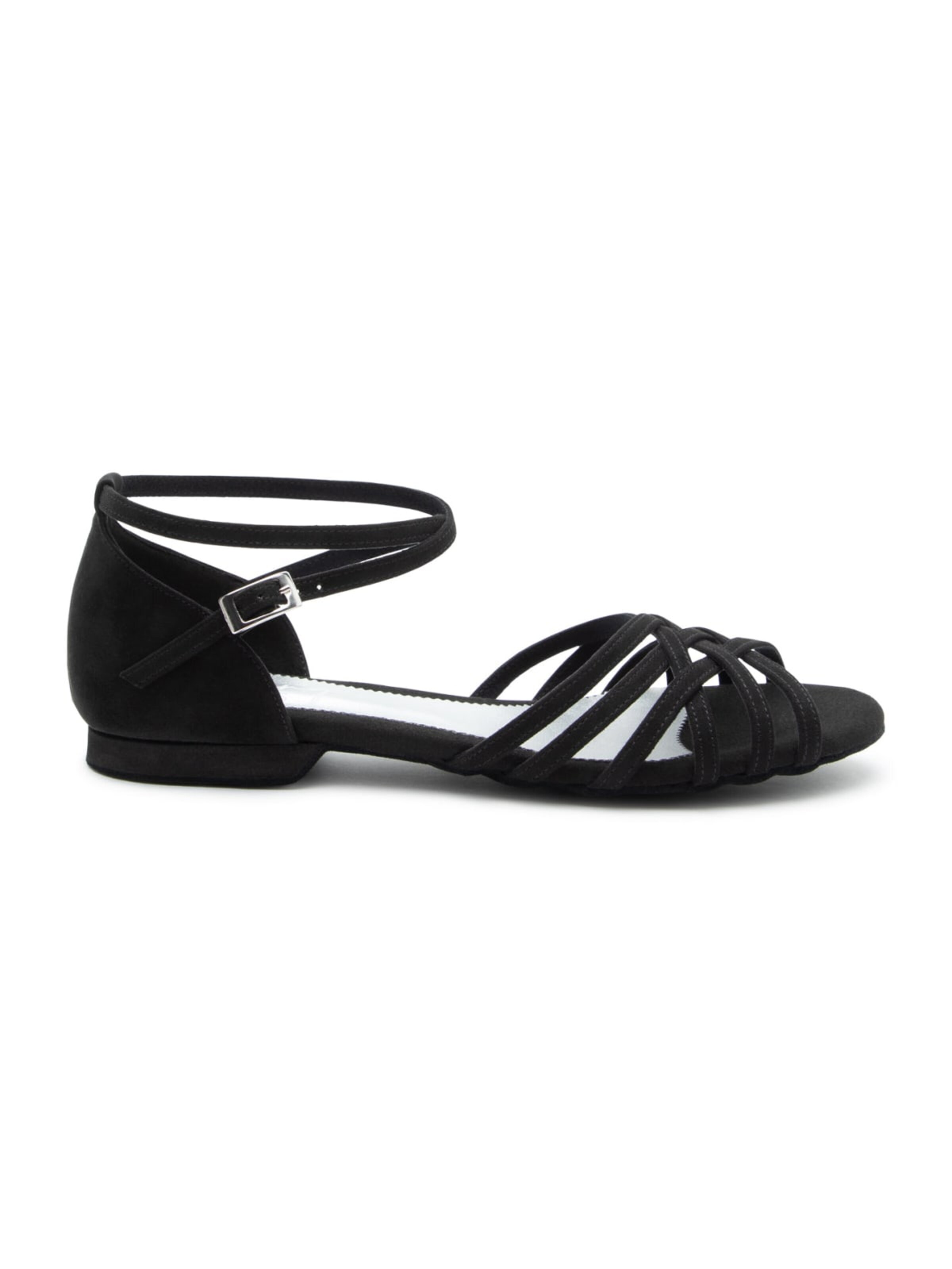Dancing Queens Strap Sandals 'Dancing Queens - Joy Tanzschuhe Mikrofaser - Absatz 1.0 cm flat & Wildleder-Sohle' in Black: front