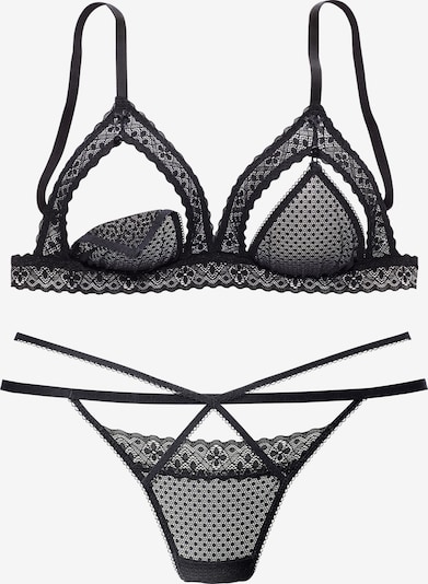 PETITE FLEUR GOLD Set: Ouvert-BH + String in schwarz, Produktansicht