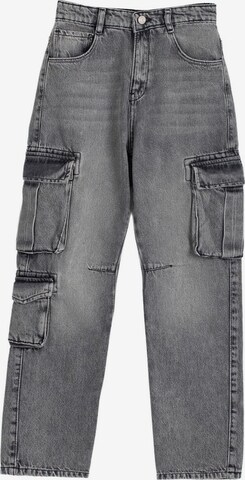 Solang Regular Hose Denim-Cargo-Hose mit Cargotaschen in Grau: Vorderseite