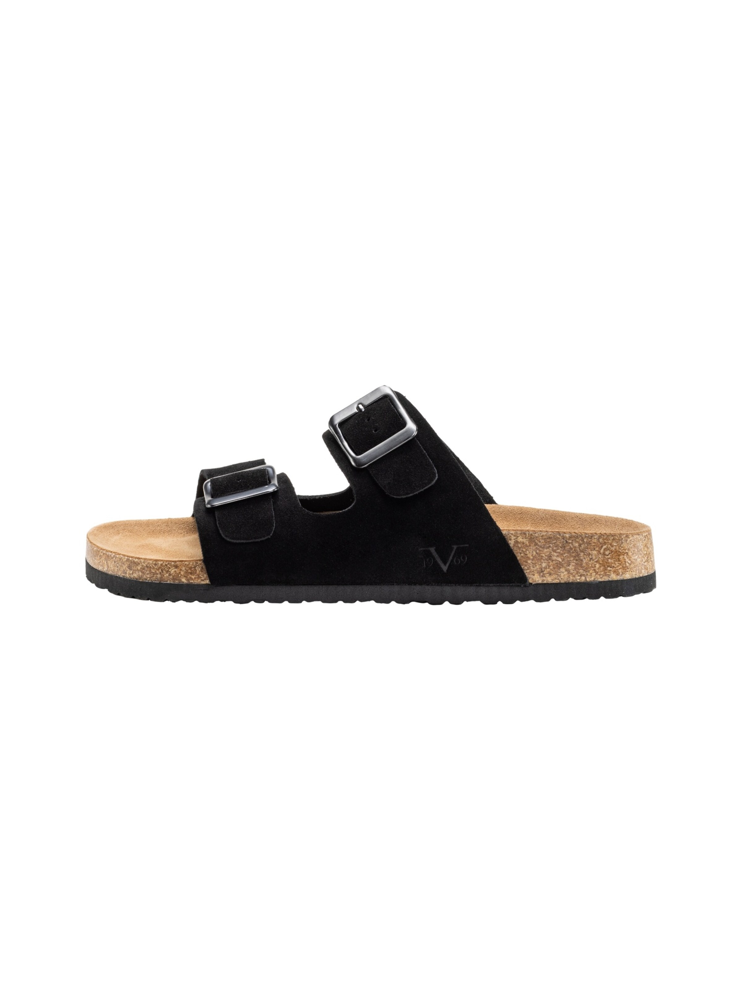 19V69 ITALIA Sandal ' SASSUOLO SUEDE ' in Black: front