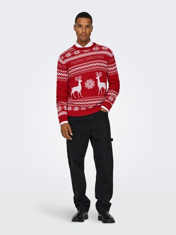 Only & Sons Sweater 'ONSXMAS' in Red