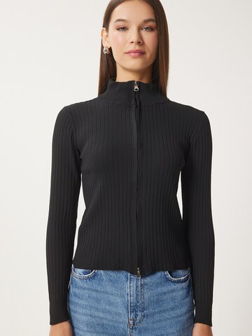 Happiness İstanbul Плетена жилетка в черно: отпред