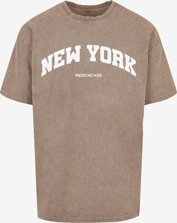 Merchcode T-Shirt 'New York Wording' in Grün: predná strana