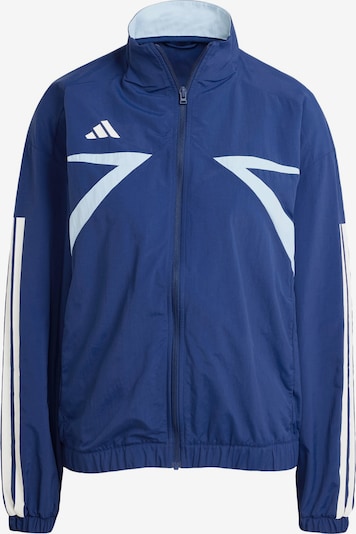 Sportinė striukė 'Tiro' iš ADIDAS SPORTSWEAR, spalva – pastelinė mėlyna / tamsiai mėlyna / balta, Prekių apžvalga