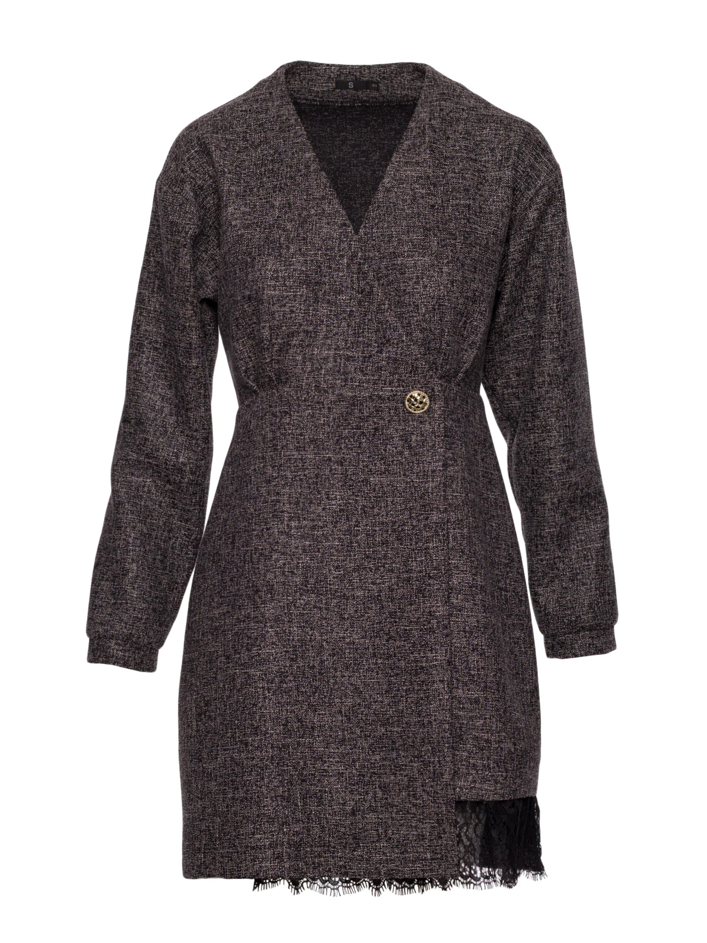 Rochie 'Sukienka tweedowa z koronką' de la made of emotion pe negru: față