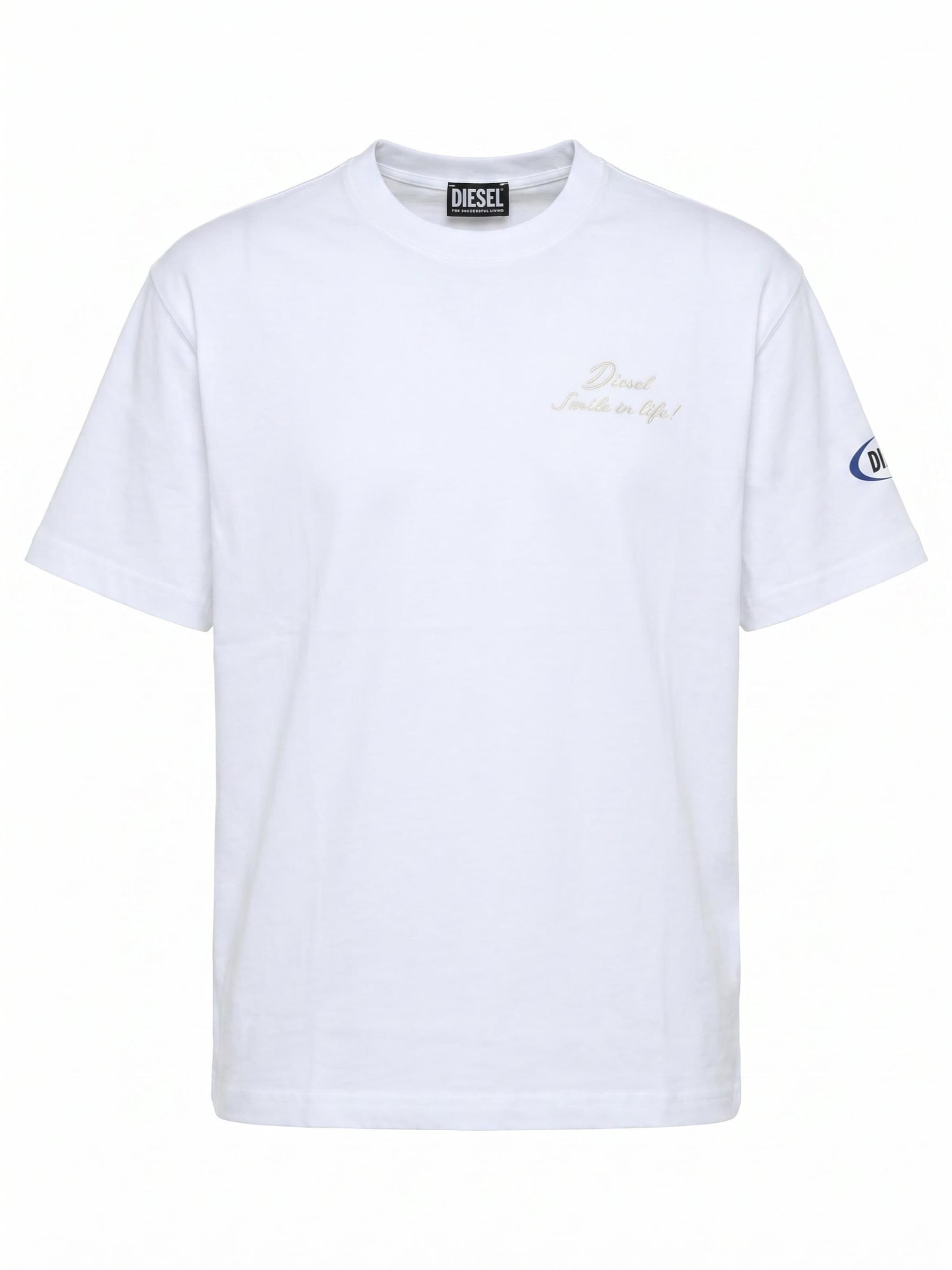 DIESEL - Camisa 'SMILE' em branco: frente