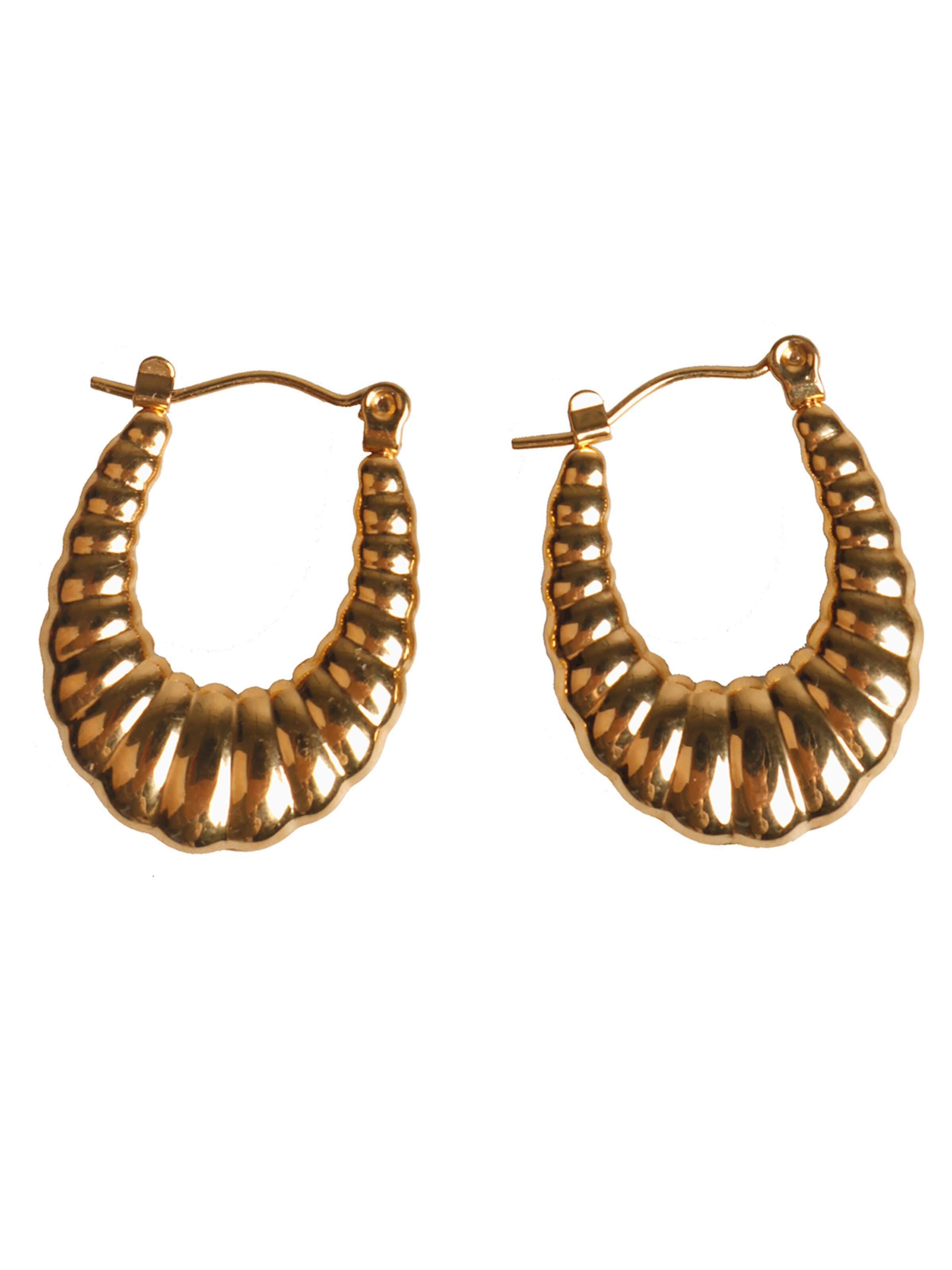 Capelli New York Piercingschmuck 'Creolen mit strukturierter Rillenoptik aus Edelstahl 18K vergoldet'‌‌‌‌‌‌‌‌ in Gold: Vorderseite