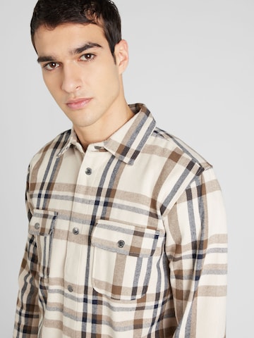 Fat Moose - Regular Fit Camisa 'Adrian' em bege