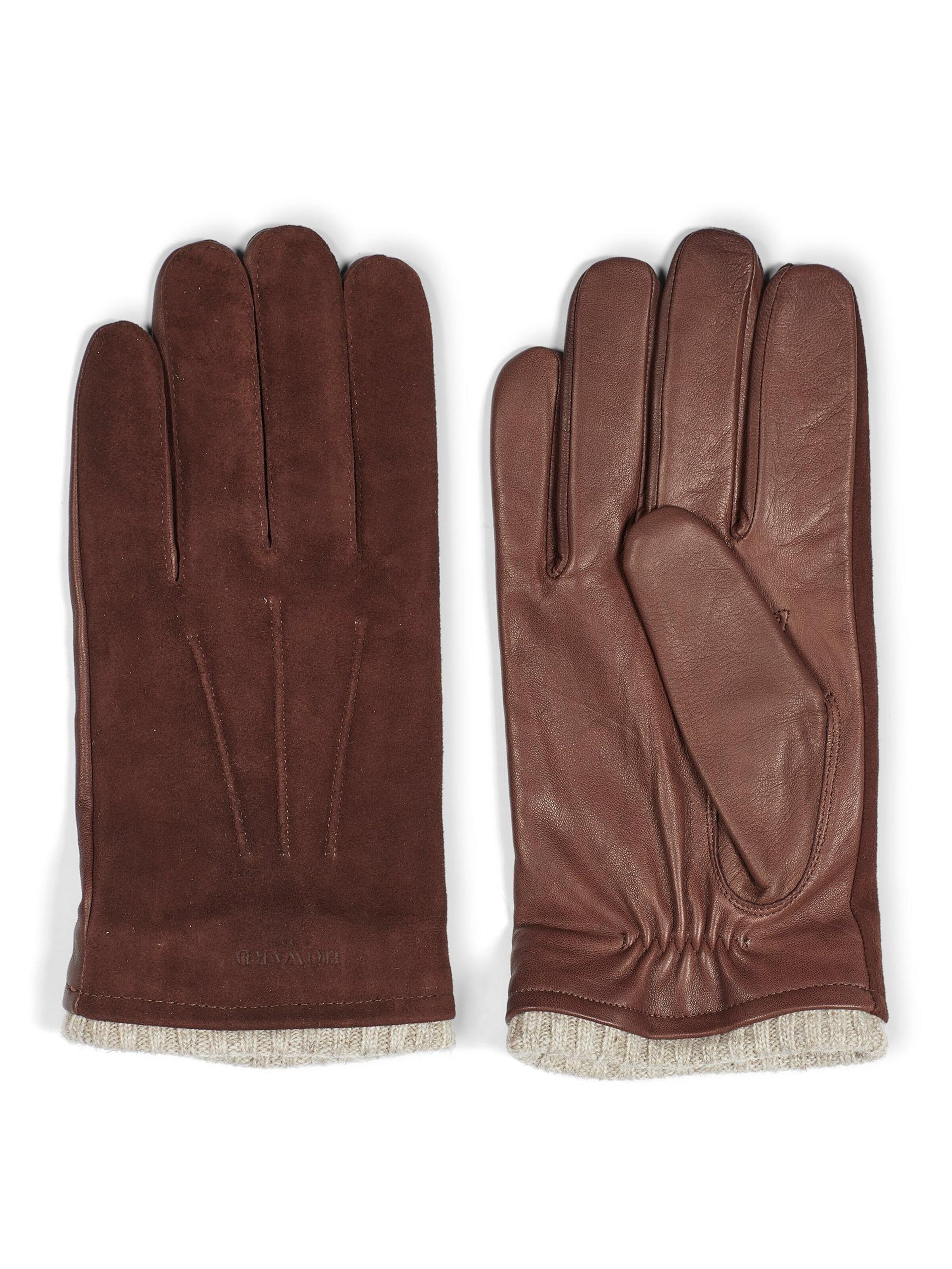 Howard London - Guantes con dedos 'Leather Gloves Bob Brown' en marrón: frente