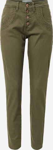 PULZ Jeans Slimfit Byxa 'MELINA' i grön: framsida