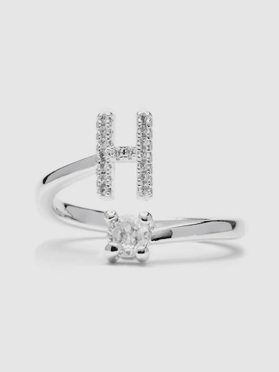 Luxenter Ring 'Alphabet H'‌‌‌‌‌‌‌ in silbergrau, Produktansicht