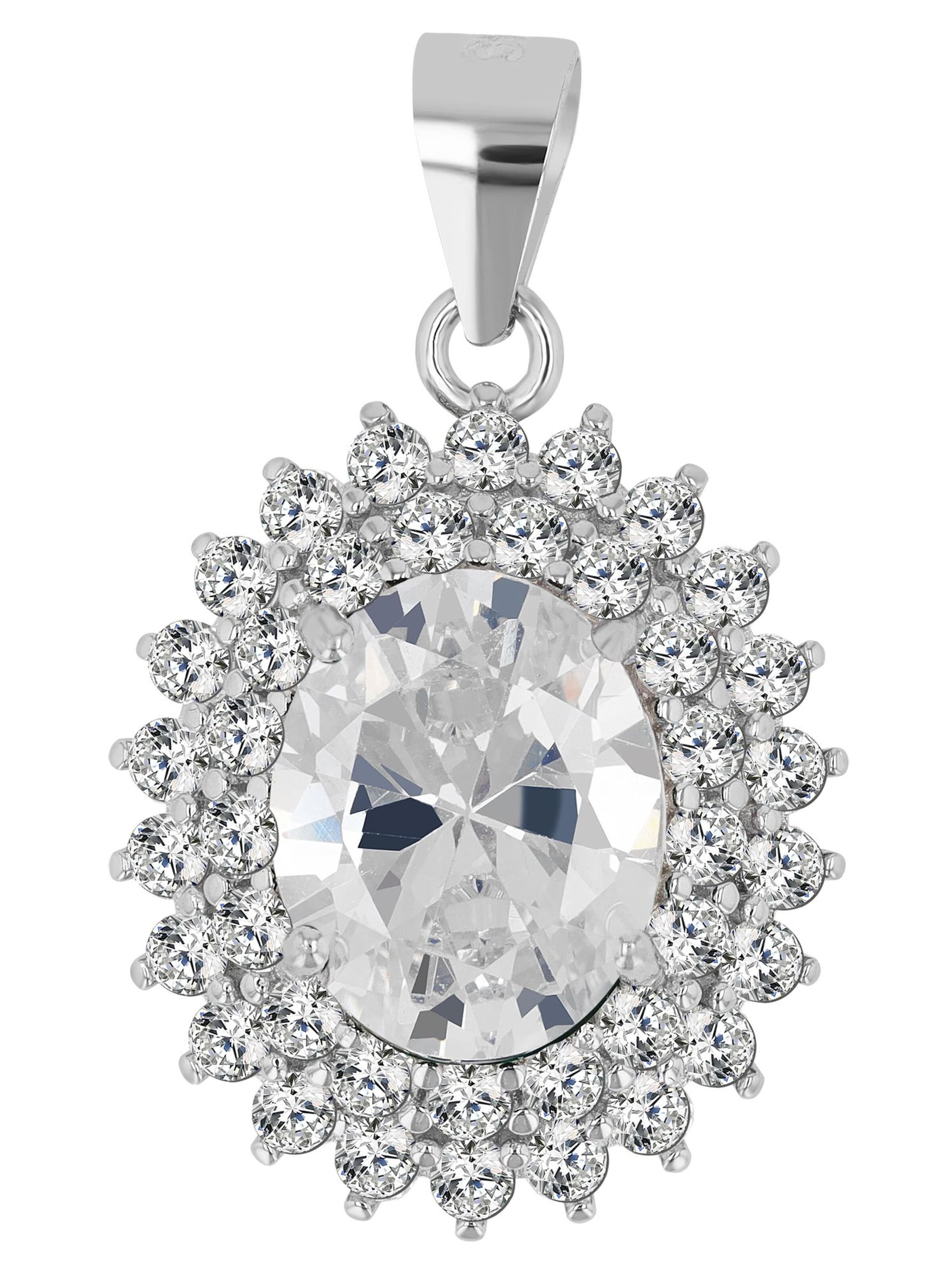 Akzent Pendant '"Lani" aus 925 Sterlingsilber, rhodiniert, langlebig' in Silver