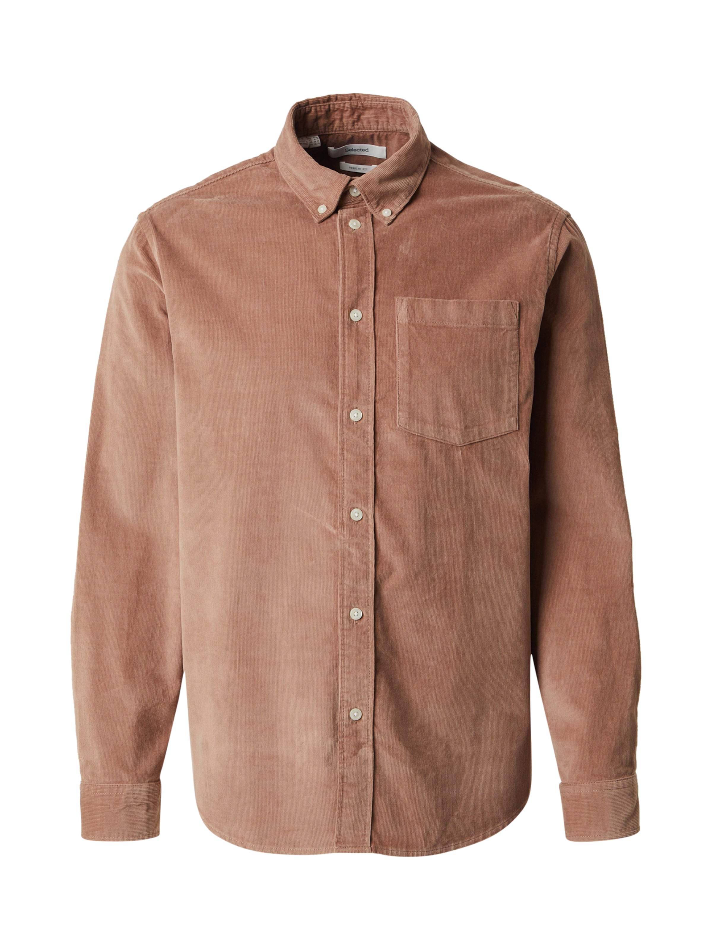 SELECTED Regular fit Button Up Shirt 'SLHDAN' in Brown: front