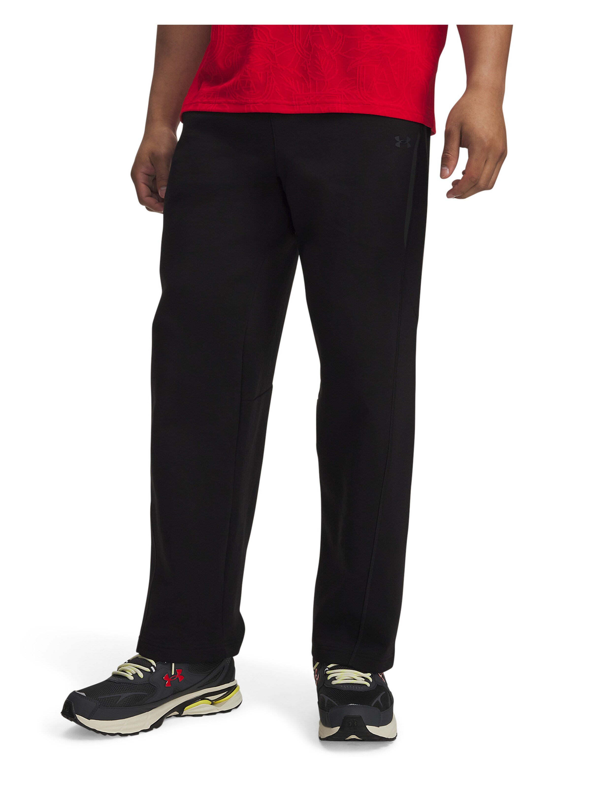 UNDER ARMOUR Regular Sportbroek 'Unstoppable Flc' in Zwart: voorkant