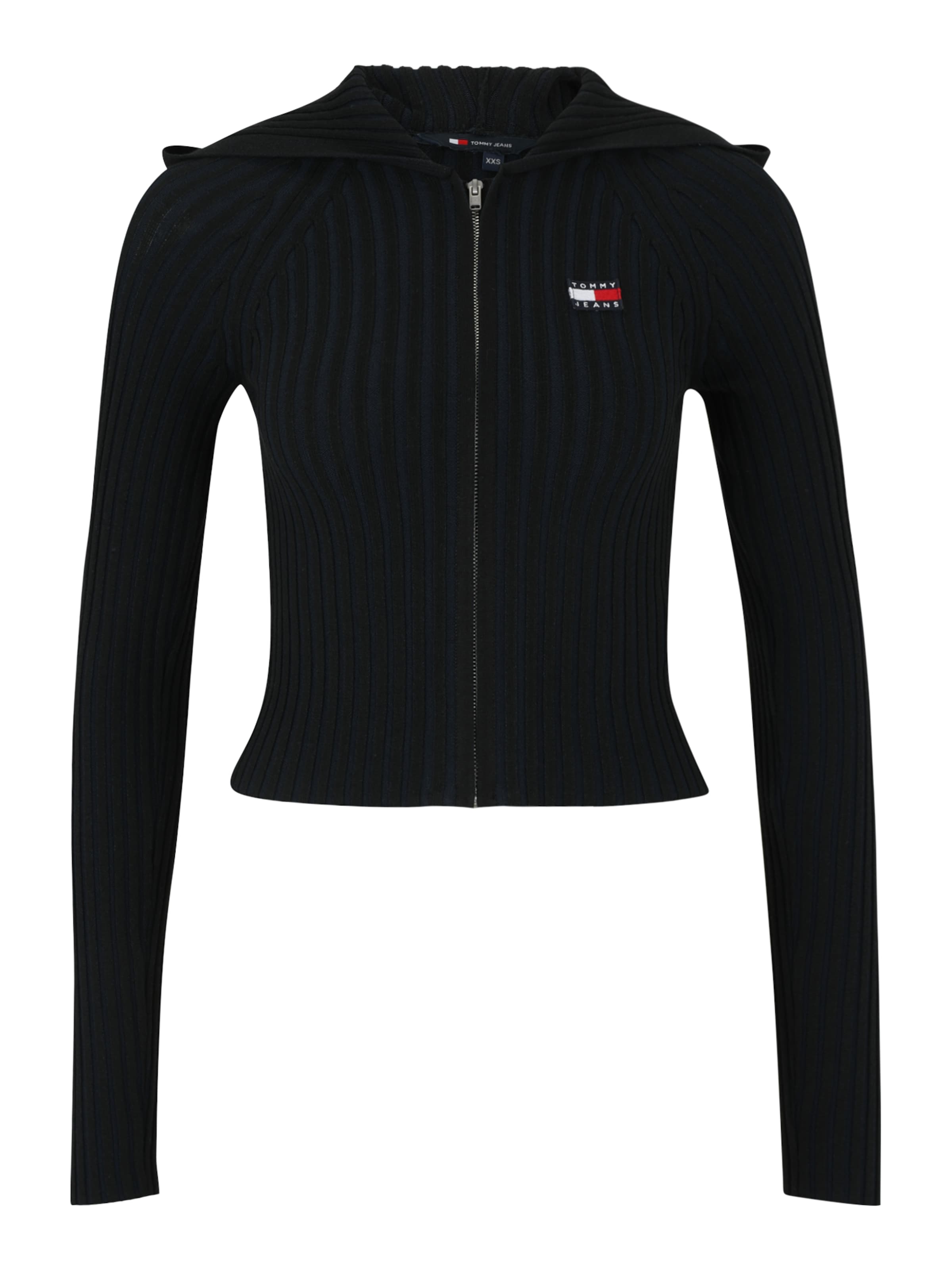 melns Tommy Jeans Adīta jaka: no priekšpuses
