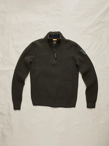 PME Legend - Jersey 'Pullover with half-zip and mixed textures' en verde