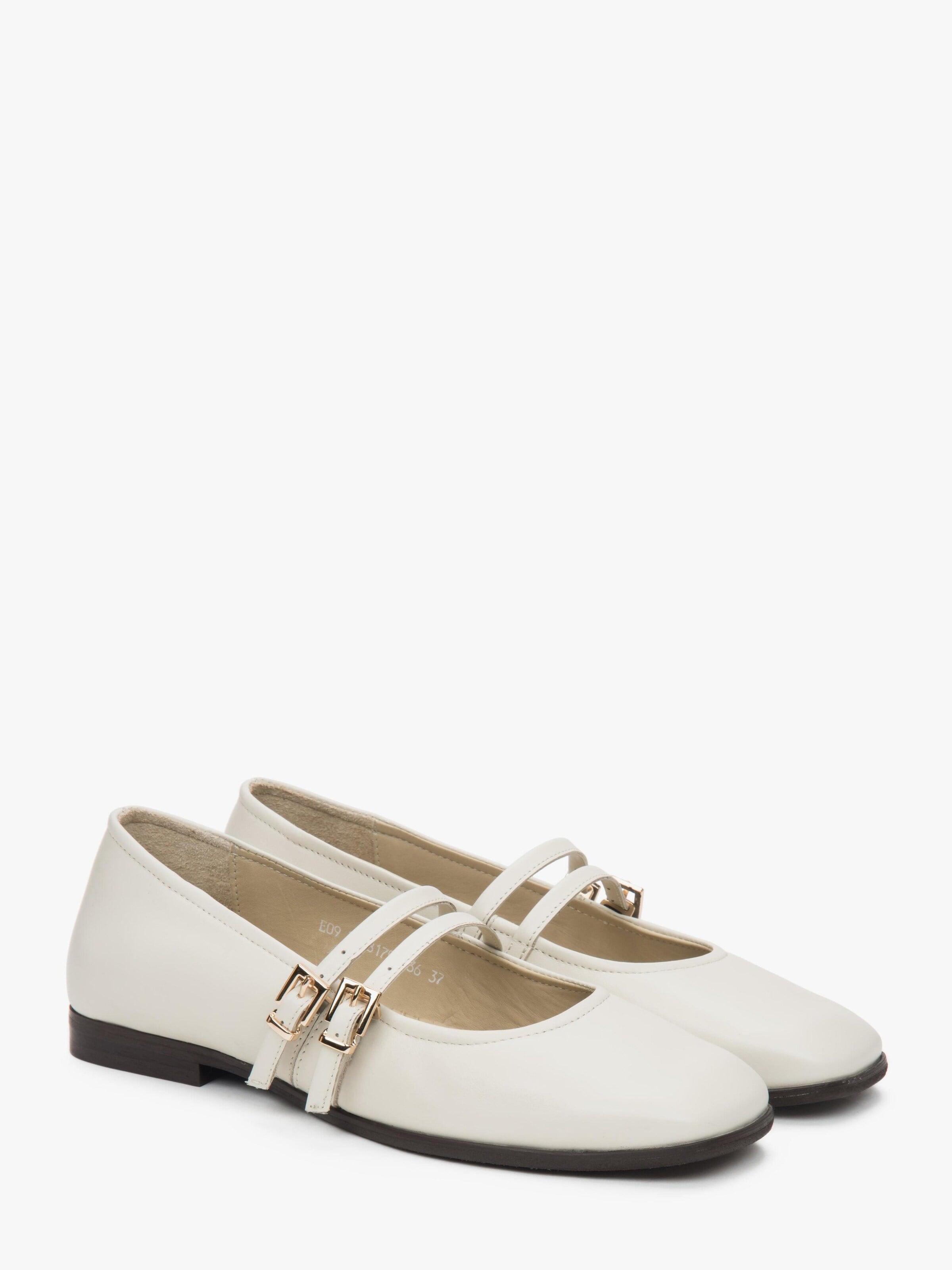 Estro Ballet Flats with Strap '09-28781' in Beige