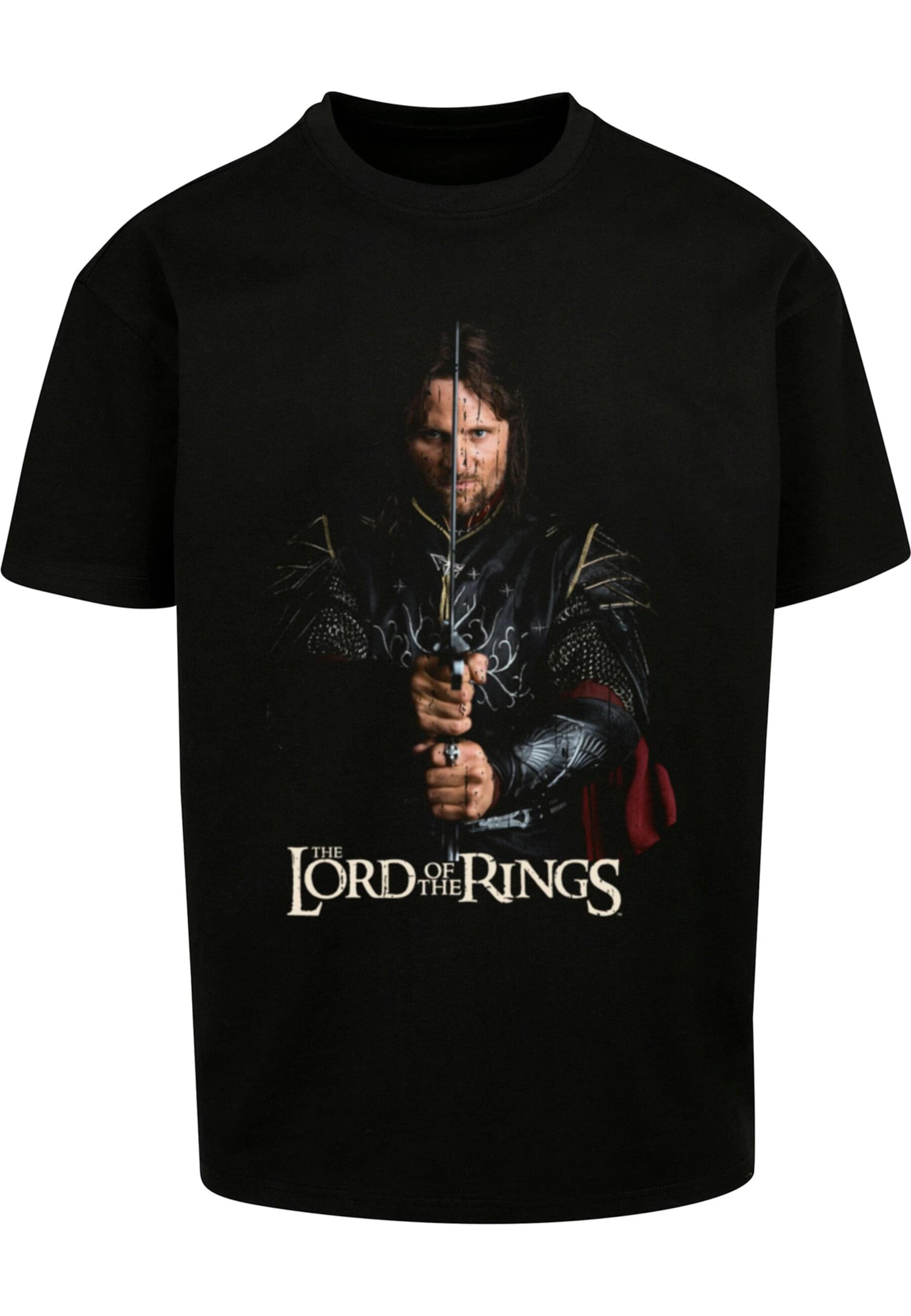 Merchcode Shirt 'Lord of the Rings - Aragorn' in Zwart: voorkant