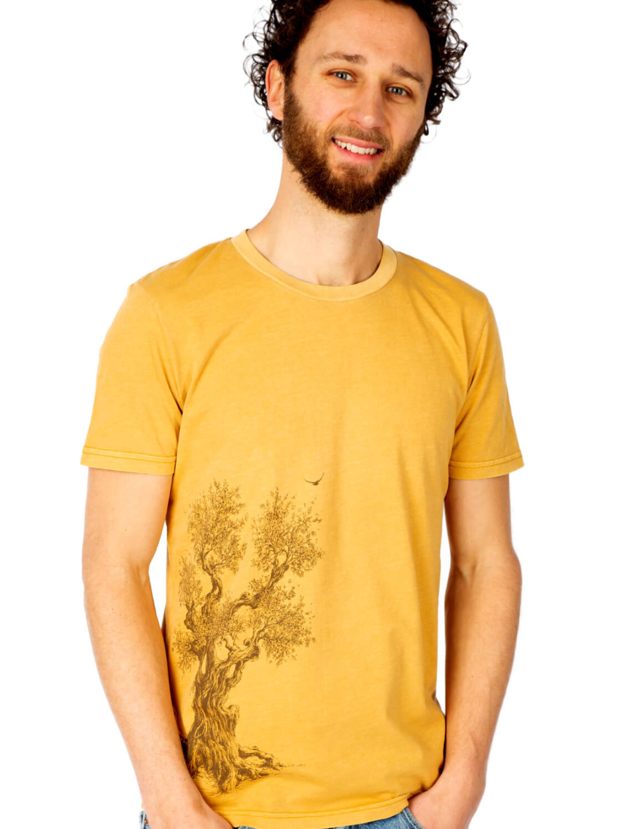 Life-Tree Shirt 'Fairwear Organic Olive Tree'‌‌ in Gelb: Vorderseite