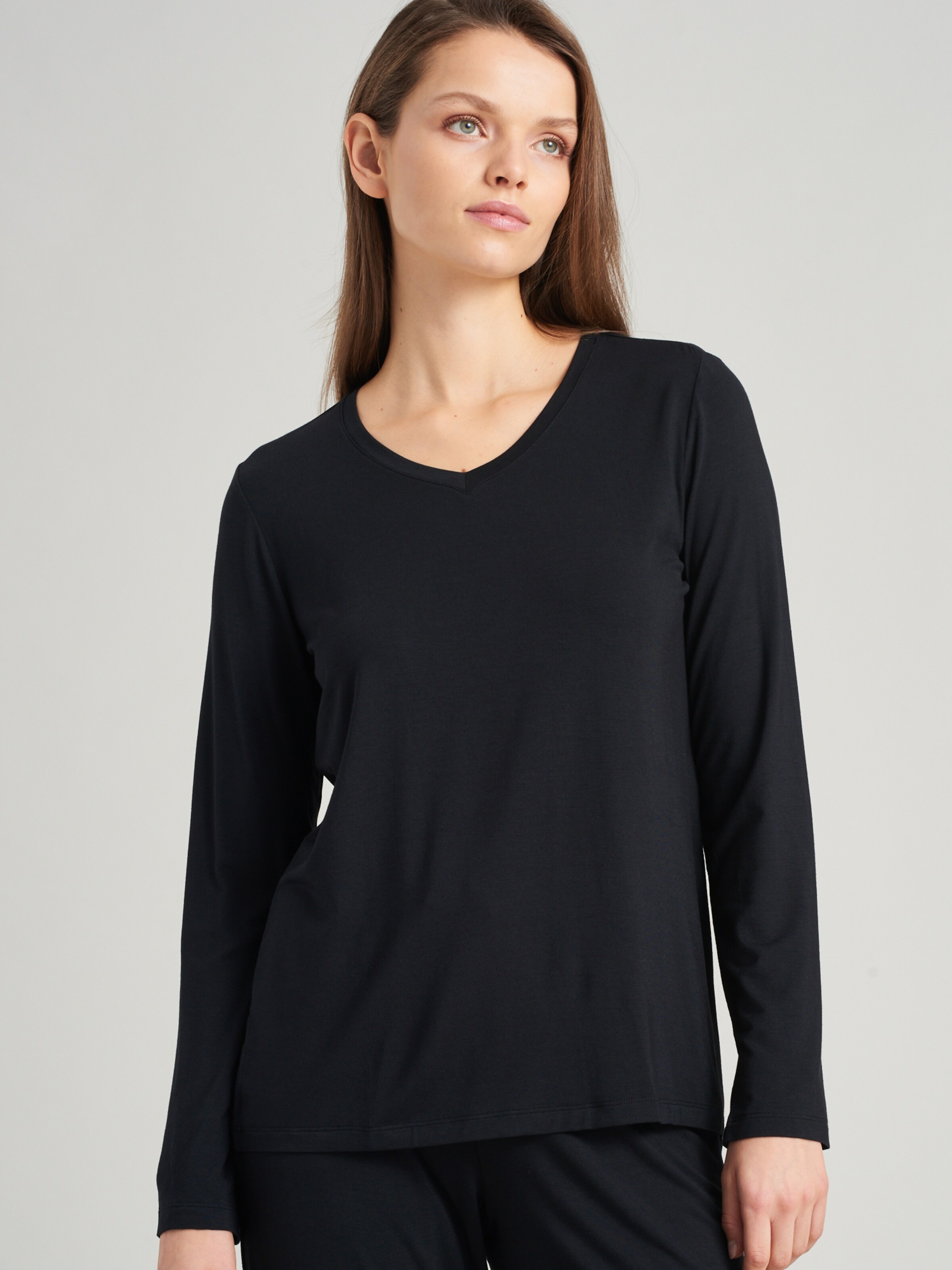Frauen Wäsche SCHIESSER Pyjamaoberteil ' Mix+Relax ' in Schwarz - CP09958 Frauen Wäsche SCHIESSER Pyjamaoberteil ' Mix+Relax ' in Schwarz - CP09958