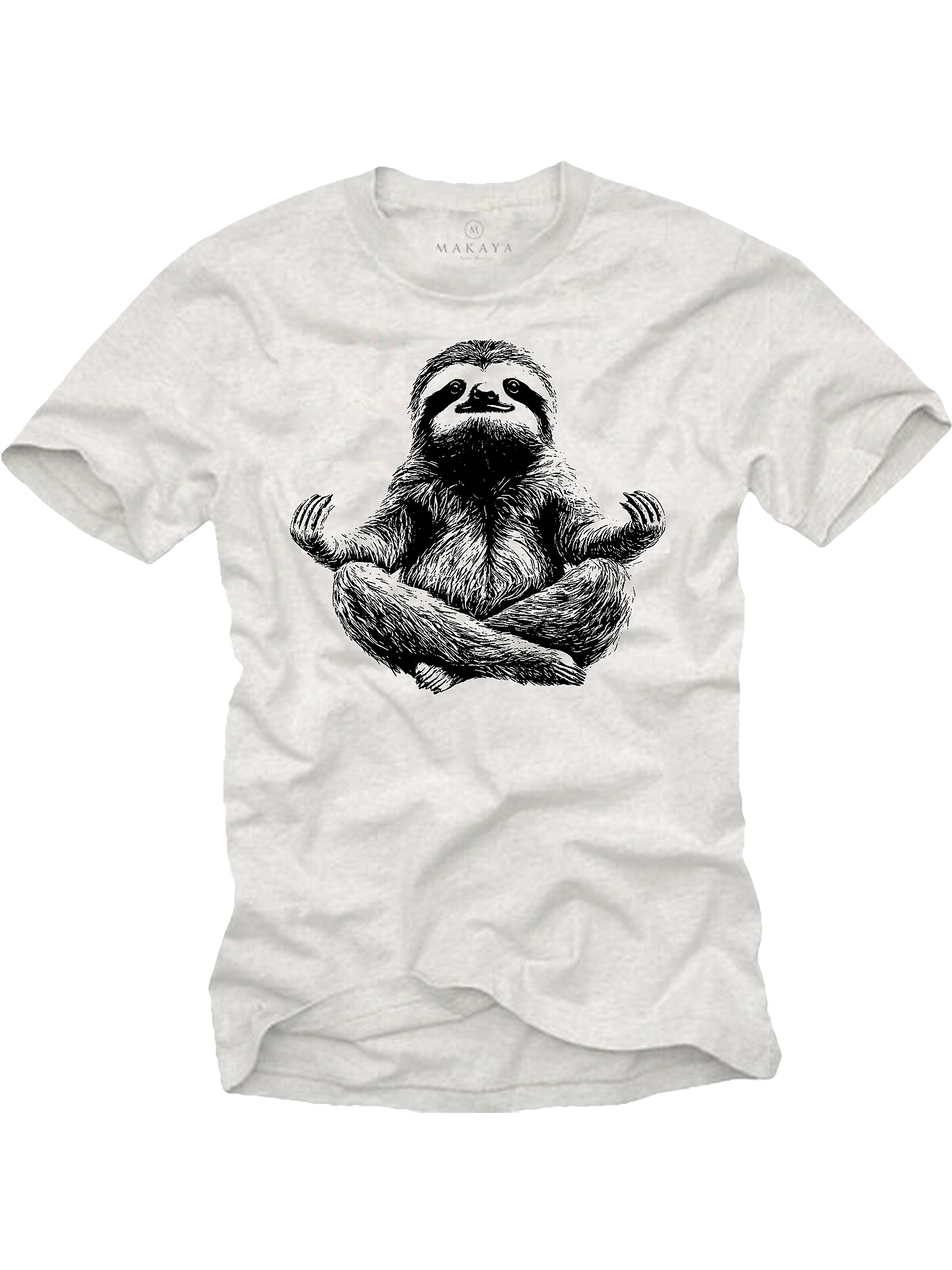 MAKAYA Shirt 'Meditation Sloth' in White: front