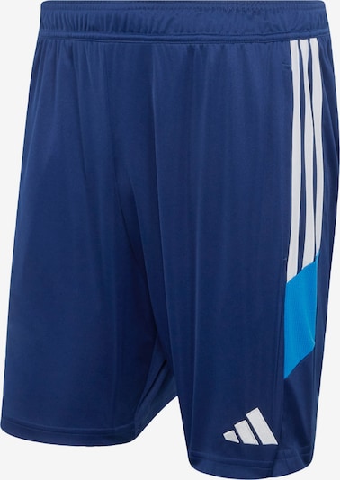 S/įprastas ilgis dydžio Sportinės kelnės 'Tiro 26 Essentials' iš ADIDAS PERFORMANCE, spalva – azuro spalva / tamsiai mėlyna / balta, Prekių apžvalga