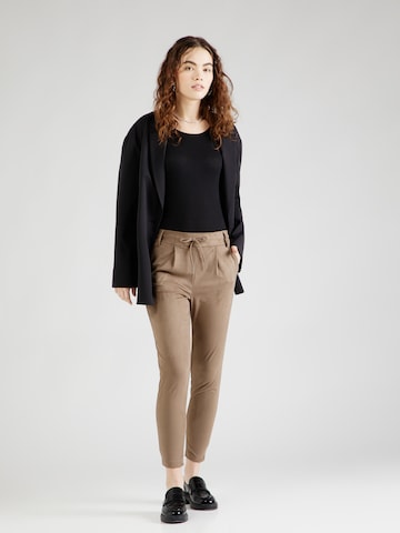 ONLY Slim fit Pleat-Front Pants 'POPTRASH' in Brown