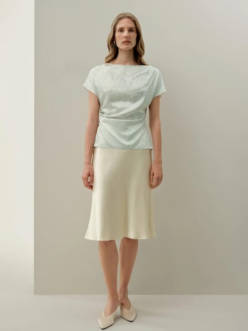 Lilysilk Blouse 'Sakura-Jacquard-Seiden-Top' in Groen