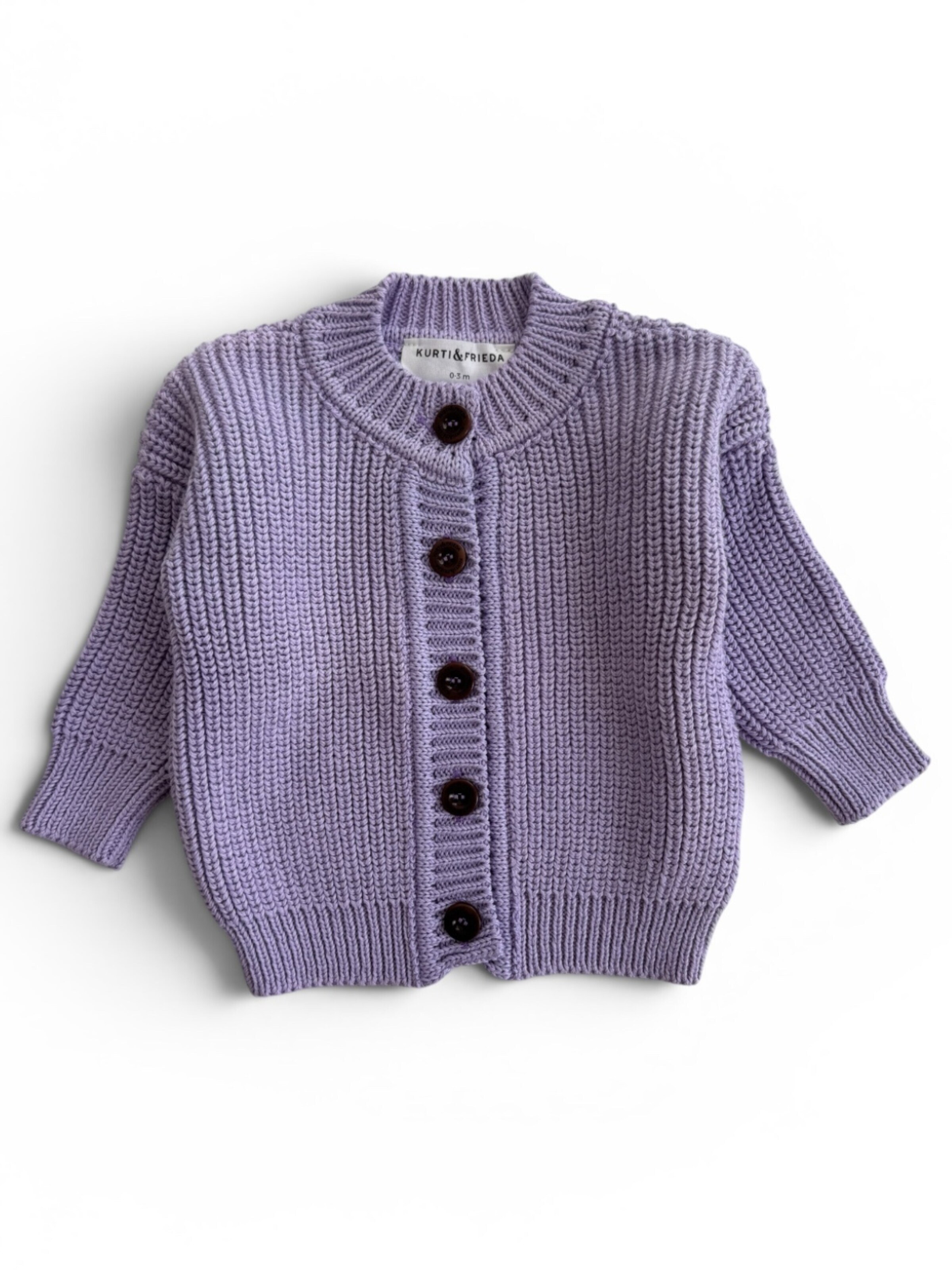KURTI & FRIEDA Strickjacke 'Chunky Knit'‌‌ in Lila: Vorderseite