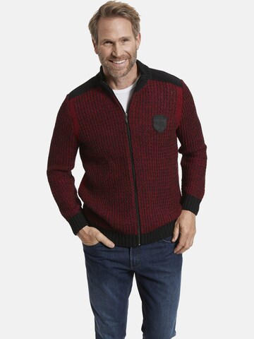 Jan Vanderstorm Knit Cardigan ' Halsten ' in Red: front